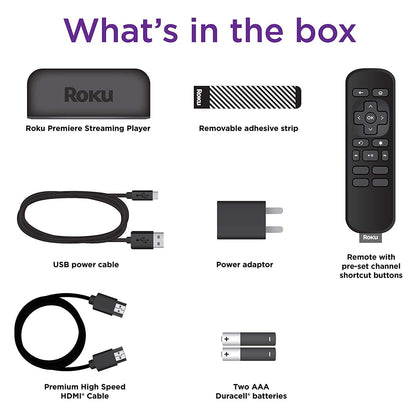 Roku Premiere | HD/4K/HDR Streaming Media Player, Simple Remote and Premium HDMI Cable